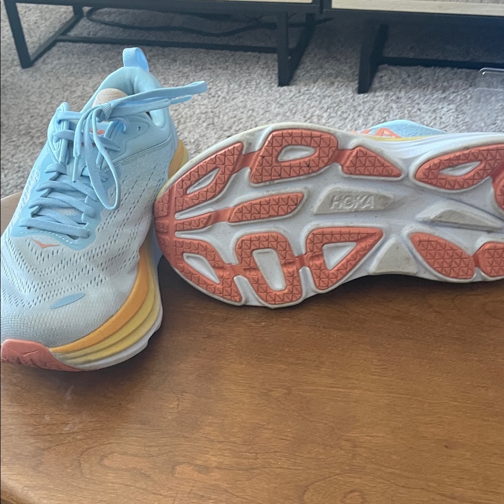 Hoka Women's Blue and Yellow Athletic Shoes - Picture 2 of 3